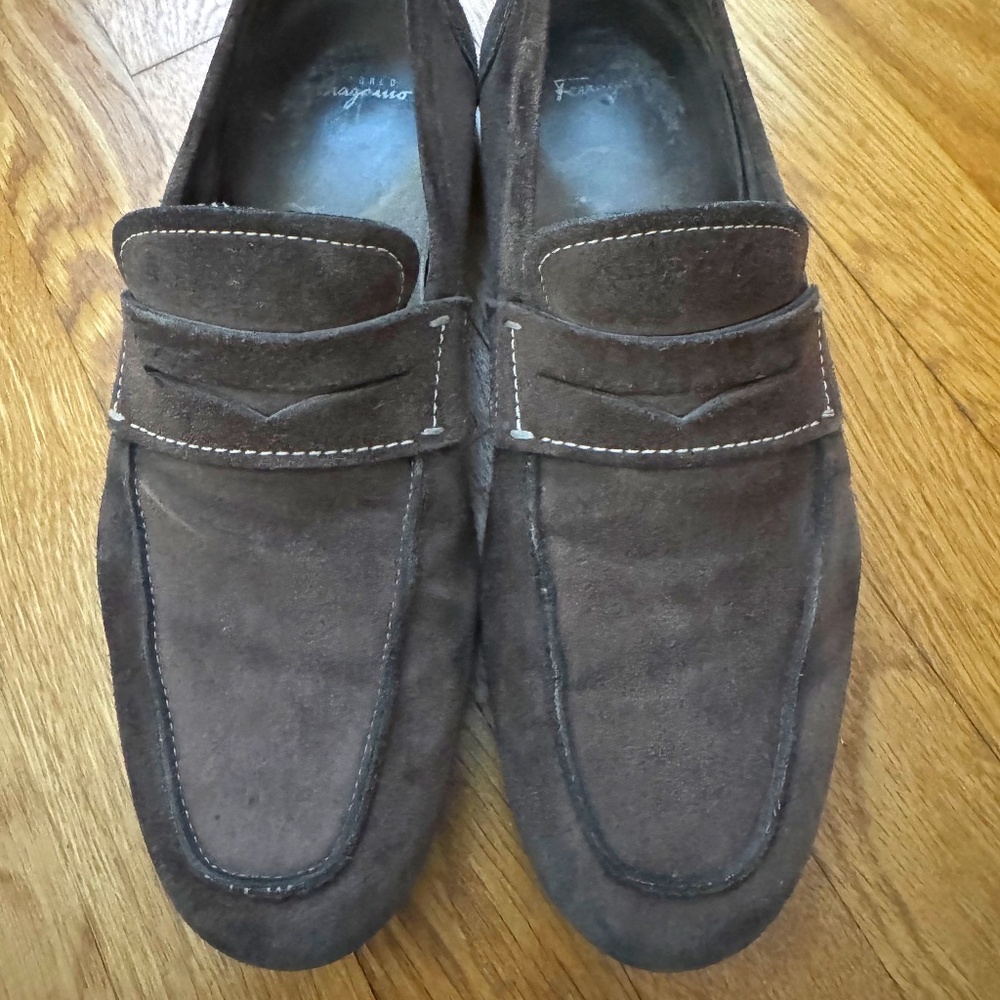 Salvatore Ferragamo Men's Brown Suede Loafers (9)